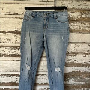 Maurices Low-rise Light Blue Distressed Straight Leg Jeans